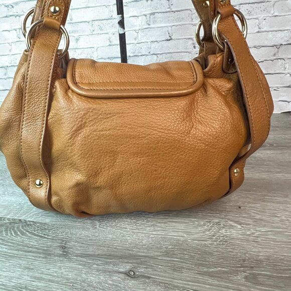 Michael Kors Fulton Camel Brown Leather Satchel Shoulder Bag - Picture 3 of 7